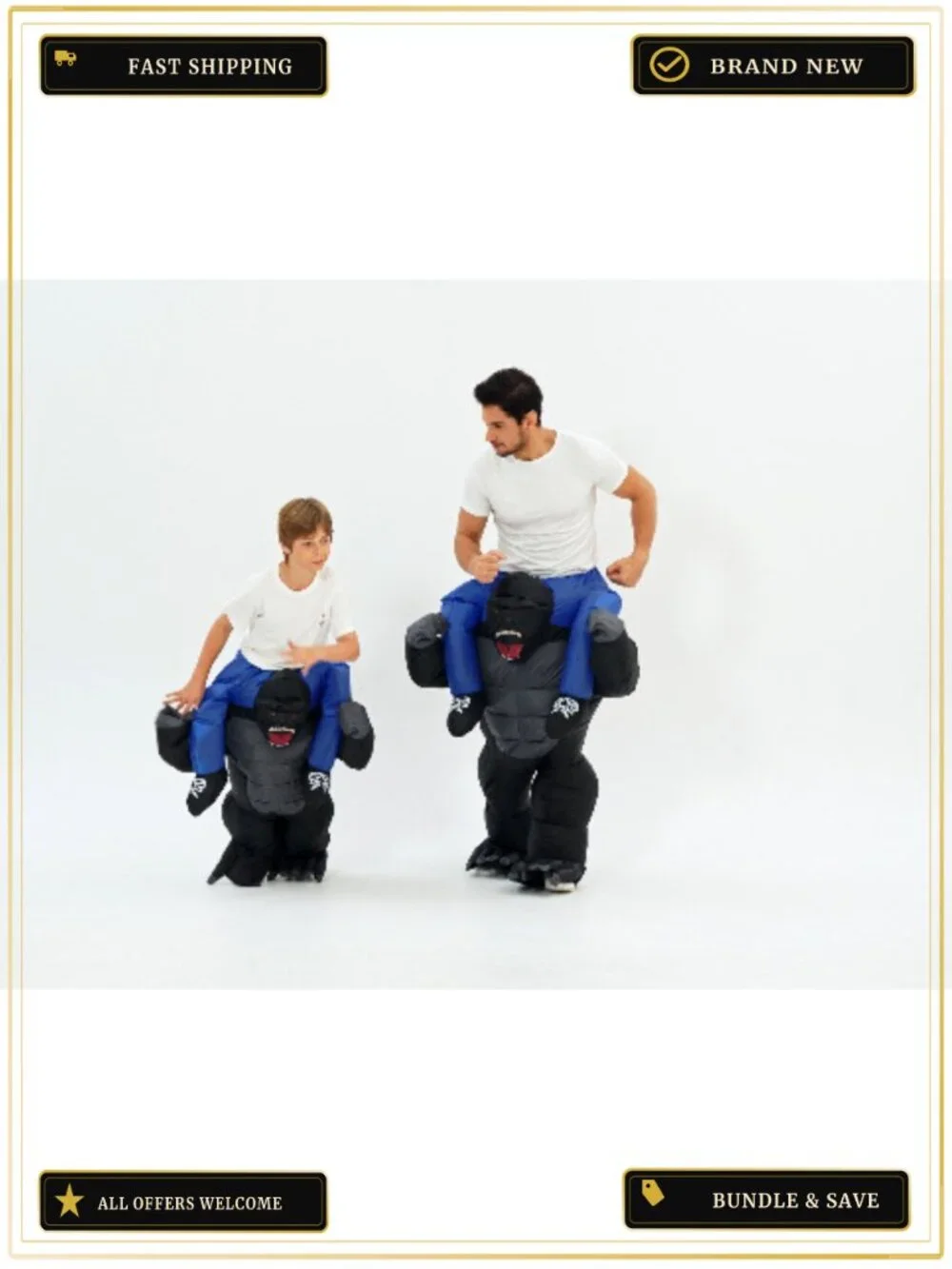 Inflatable Gorilla Piggy Back Rider Costume Kids Cosplay
